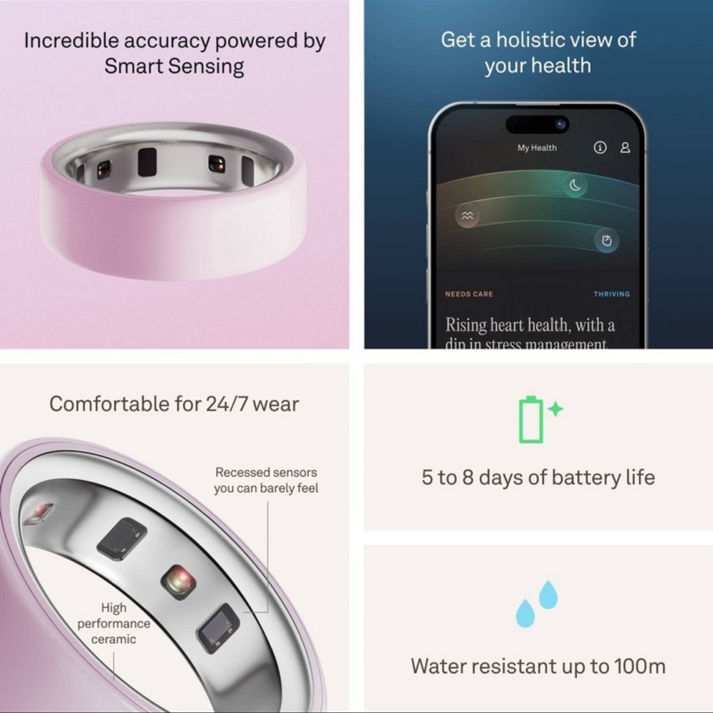 Oura Ring 4 Ceramic Soft Pink (Petal) - Size 11 - Picture 4 of 6